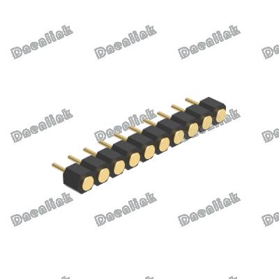 China PCB Dnenelink 2.54mm Pitch Single Row H2.5mm Flat Contact Header DIP Straight Female Type PogoPin Header for sale