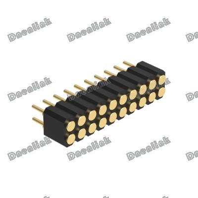 China Pitch Dnenlink 2.00mm Pcb Dnenlink 2.00mm Header PogoPin Straight Pitch Row H4.0mm Dual Flat Contact DIP Type Female Connector for sale