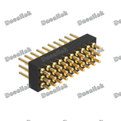 China PCB Dnenlink 1.27mm Pitch Triple Row H2.0mm Straight DIP Header PogoPin Male Connector for sale