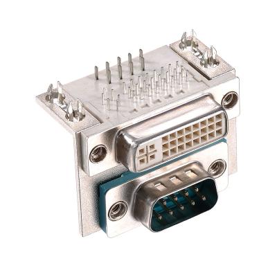 China DIP Denentech DVI Right Angle Connector , Dual Port DVI 24+5 To Male DR9 Type for sale