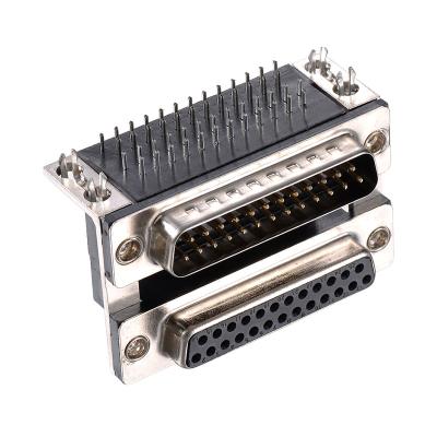 China audio & Delentech Video Hardware Parts Right Angle Dual Port DR25 Female To Male D-SUB Connector for sale