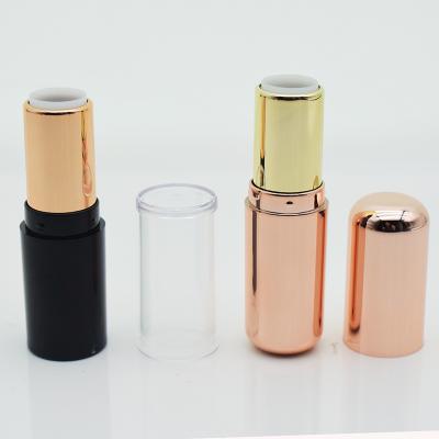 China High Quality Classic Rose Gold Nature Lip Balm Lipstick Container Packaging Cylinder Shape Clear Cover for sale