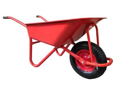 China Outdoor Heavy Duty Wheel Barrow Garden Tool Barrow Red Garden Tire Builders 85L Pneumatic Builders Building for sale