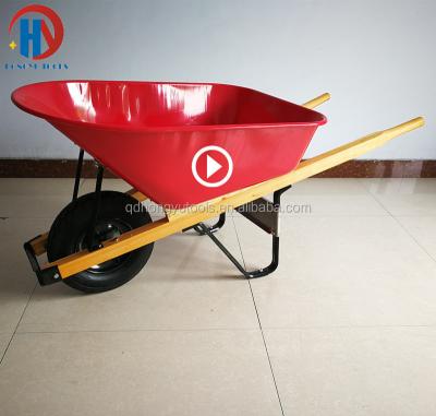 China Construction Tools Handle American Wood Construction Heavy Duty Wheel Barrow for sale