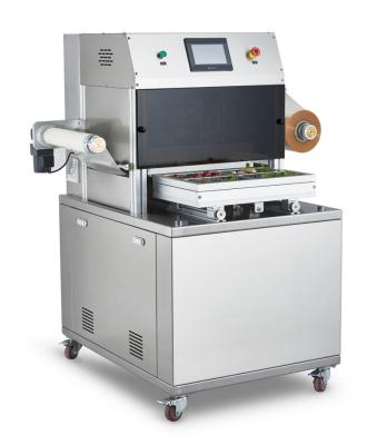 China DQ400 L-E Modified Atmosphere Packaging Food Machine Meat Seafood Tray Sealing Machine With Gas Flow In Card for sale