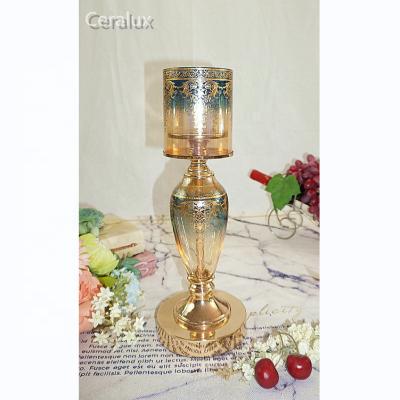 China Europe Romantic Glass-metal Candle Holder For Candlelight Dinner Party Wedding Restaurant Hotel Cafe Home Decoration for sale