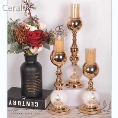 China Wholesale Modern Luxury Elegance White Glass Candle Holder For Candlelight Dinner Hotel Cafe Restaurant Home Wedding Party for sale