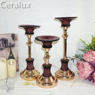 China Modern luxury classic home decoration glass candle holder for candlelight dinner hotel cafe restaurant home wedding party for sale