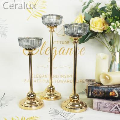 China Factory Modern Luxury Home Decoration Simple Glass Candle Holder For Candlelight Dinner Hotel Cafe Restaurant Home Wedding Party for sale