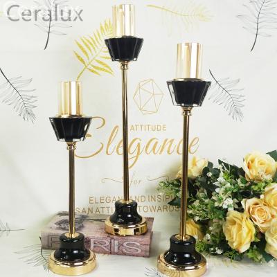 China Modern luxury romantic home decoration iron gold candle holder for candlelight dinner hotel cafe restaurant home wedding party for sale