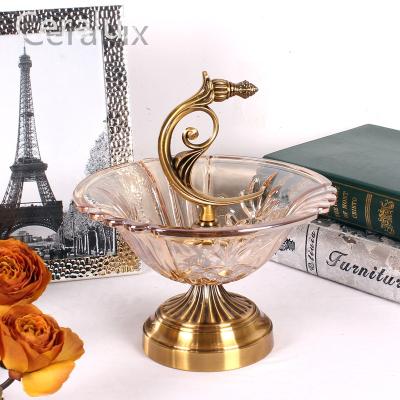 China MIDDLE EAST European light crafts luxury home furnishings living room storage glass fruit bowl for home decoration for sale