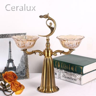 China MIDDLE EAST customization living room storage glass dried fruit candy bowl home high quality European crafts furnishings for sale