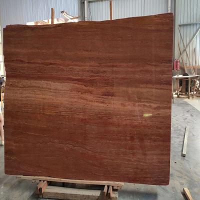 China Modern Red travertine can be customized size pattern 1mm ultra-thin marble for sale