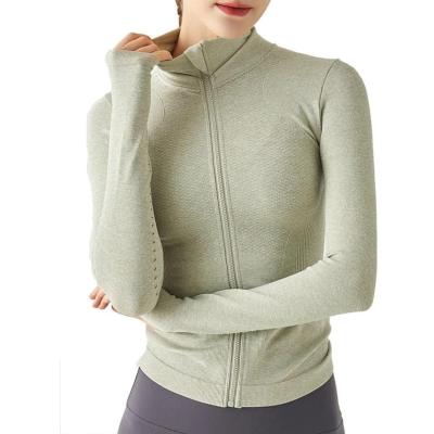 China Breathable Yoga Tops Logo Zipper Long Sleeve Fitness Jacket Custom Yoga Sports Wear Women's Fitness Jacket for sale