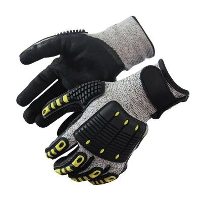 China Flexible Wholesale Factory Grade 5 TPR+Frosted Impact Resistant Work Protective Gloves Industrial Cut Resistant Work Gloves for sale