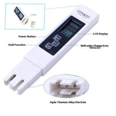 China Swimming Pool & Aquarium& Water Test 3 in 1 Portable Water Testing Digital TDS EC Meter for sale