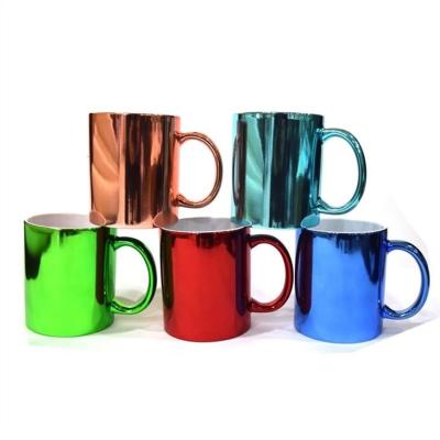 China OEM/ODM11oz Disposable Stoneware High Quality Sublimation Mug Mirror Electroplating Mugs for sale