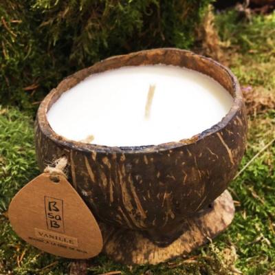 China Birthday Hawaii Soy Wax Coconut Handmade Scented Candle in Coconut Shell Bowl for sale