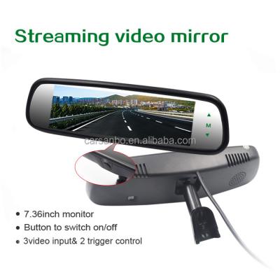 China 7.36 Inch OEM Rearview Mirror OEM Car Monitor With 3 Video Input for sale