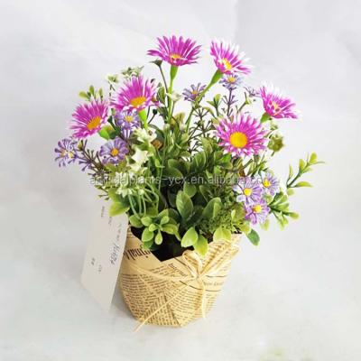 China Cheap Eco-friendly Materials Artificial Flower Bouquet YC16754, Single Pot Artificial Chrysanthemum Flower Wholesale for sale