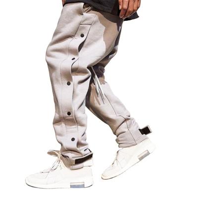 China Custom Made Plaid Mens Gray Sweatpants Men French Terry Breathable Button Pants Sporty Pants for sale