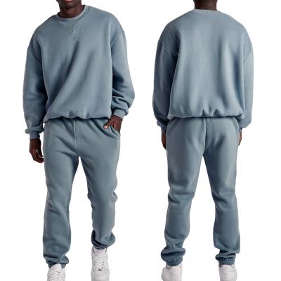 China 2021 Jogger Jogger Set Plain Sweatsuit Tracksuits Knitted Crewneck Crewneck Sweatshirt Men Breathable White Jogger Set for sale