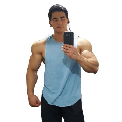 China White Men's Fitness Bodybuilding Cotton Curved Edge Bamboo Cotton Curved Top Men's Training Surf Tank Tops for sale