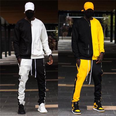 China Custom Men's Tracksuits Cotton Polyester Casual Two Piece Set Color Block Breathable Running Jogger Sweatsuit for sale