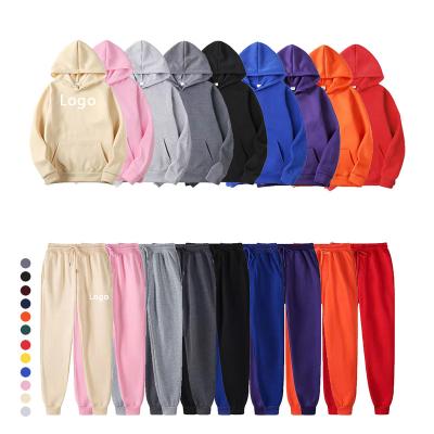 China Breathable Custom Clothing Embroidery Printing Pullover Blank Hoodie Sets Unisex Jogger Set for sale