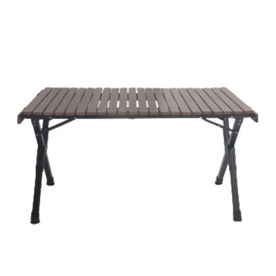 China Modern Outdoor High Quality Portable Beech Egg Roll Table Wood Foldable Camping Picnic Setup Simple Table for sale