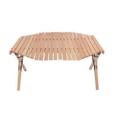 China Customized Durable Quality Camping Roll Table Wooden Octagon Folding Wooden Table For Camping Picnic for sale