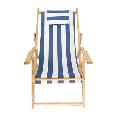 China Good Quality Folding Portable Wave Chaise Lounge Portable Wooden Recliner Chair Beach Deck Chair Camping Portable for sale