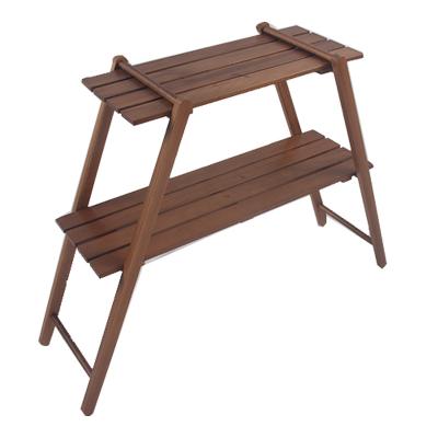 China Sustainable Wholesale Outdoor Picnic Storage Collapsible Collapsible 2 Tier Wooden Camping Shelf for sale