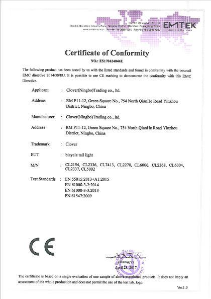 CE - Ningbo Yinzhou Clover Trading Co., Ltd.