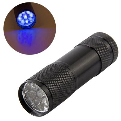 China Dog Detecting Stain Check Passport Money Clover 9 LED Mini Blacklight Flashlight Torch Light 395nM UV Flashlight For Scorpion Money Detector Hunter Finder for sale