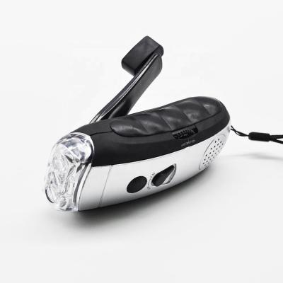 China Camper Hunting Rechargeable Bike 3 LED Radio Flashlight AM FM Dynamo Crank Torch for sale