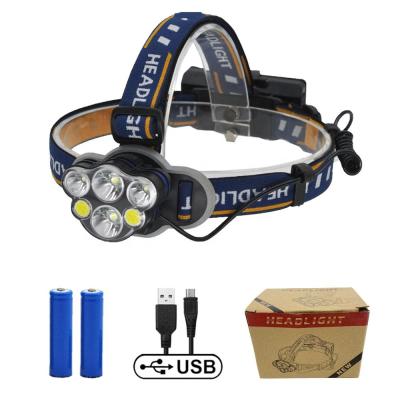 China Camping Clover USB Rechargeable 1800 Lamp 1800 Lumen 6 LED 8 Head 18650 Modes Led Headlamp Waterproof for sale