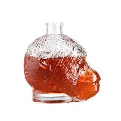 China Wish Of 750Ml Vodka Whiskey Drinking Glass Bottle Hot Sale Skull Shaped Wine Bottle for sale