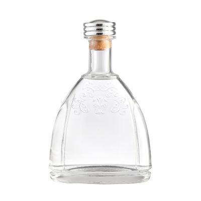 China Wish 750ml Brandy Rum Square Spirit Liquor Bottle 750ml Gin Whiskey Wine Vodka Glass Bottle With Synthetic Cork for sale