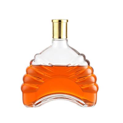 China Custom Wishing Stopper 50cl 500ml Flat Shoulder 70cl 700ml Spirit Glass Bottles Shell Whiskey Rum Vodka Tequila Flint Glass Super Bottle for sale