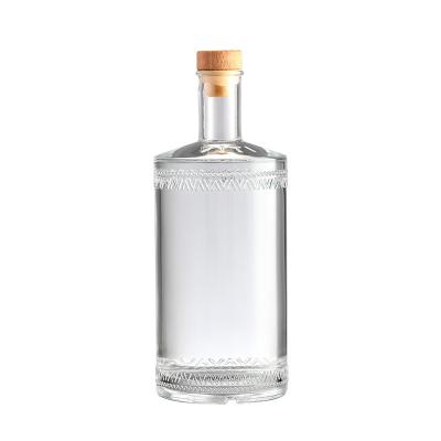 China Wishing Heavy Luxury Wine Bottle 750ml Glass Bottle Clear Rum Gin Brandy Vodka Whiskey With Cork for sale