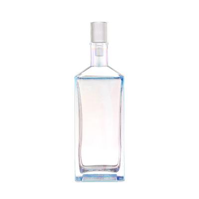 China Wish Custom Design Clear Empty Gin Whiskey Liquor Brandy Vodka Frosted Glass Bottle Wine for sale