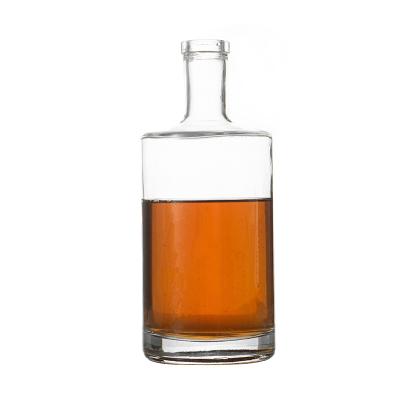 China Wishing Vanjoin 200ml 375ml 500ml 750ml 1000ml transparent round empty flint liquor wine vodka tequila glass bottle with sealed cork lid for sale