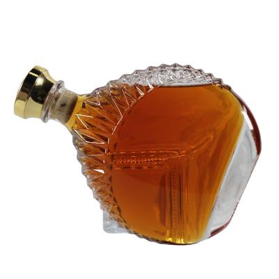 China Wishing 500ml Alcohole Brandy Vodka Whiskey Cork Shaped Empty Glass Bottles For Liquor Drinks for sale