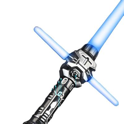 China Holiday Decoration Light Up Saber 7 Colors 2-In-1 LED Cross Telescopic Lightsaber With Handle Light Sound Retractable Sword for sale