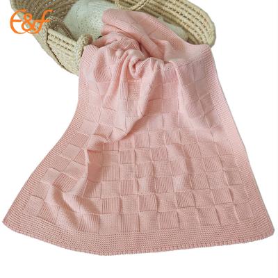 China Custom Knitted Anti-pilling Small Size Acrylic Baby Waffle Blanket for sale