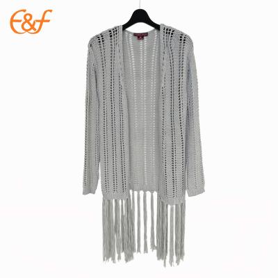 China Anti-pilling women's summer long cardigan crocheted sweaters with tassels for sale