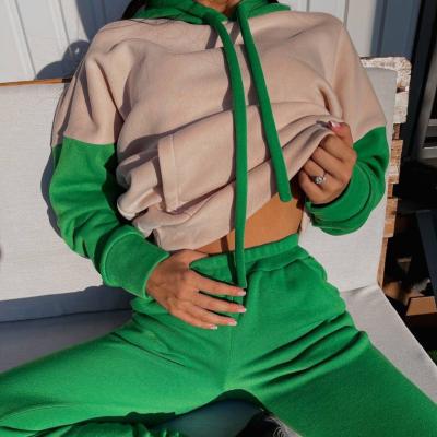 China 2021 autumn hot-selling breathable women's color sports and leisure sweater suit two-piece suit for sale