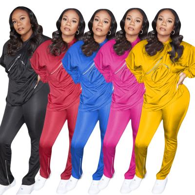 China European and American women's fashion zipper solid color sports long-sleeved suit viable explosive new for sale