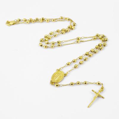 China Wholesale Religious Sterling Silver Gold Plated Rosary Long Chain Necklace for sale